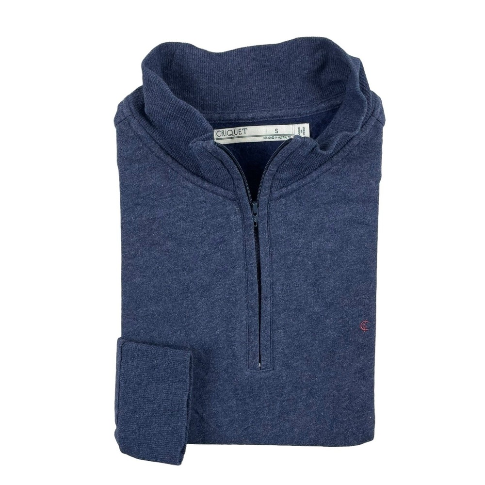 Criquet Blue Organic Cotton 1/2 Zip Mens Sweater Size Small Pullover